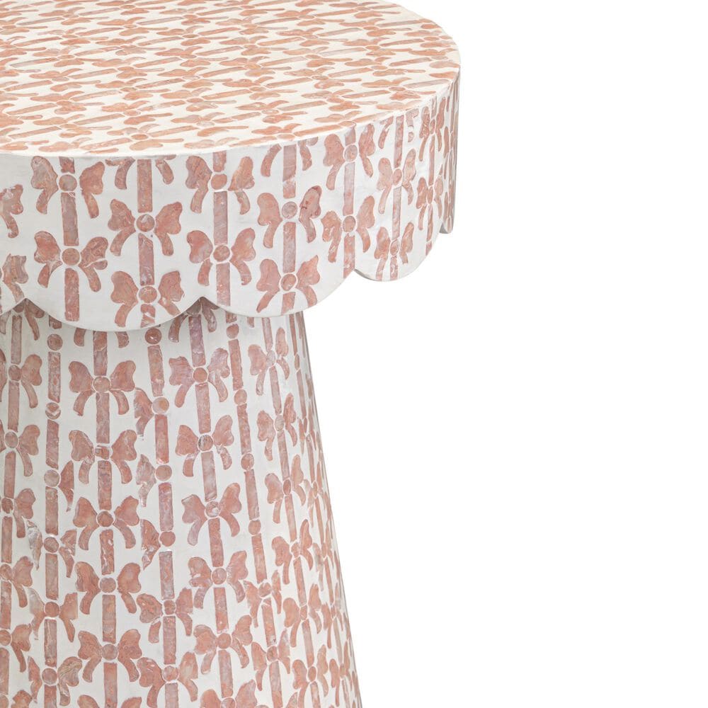 Linden Boulevard Capiz Bow Side Table in Pink, , large