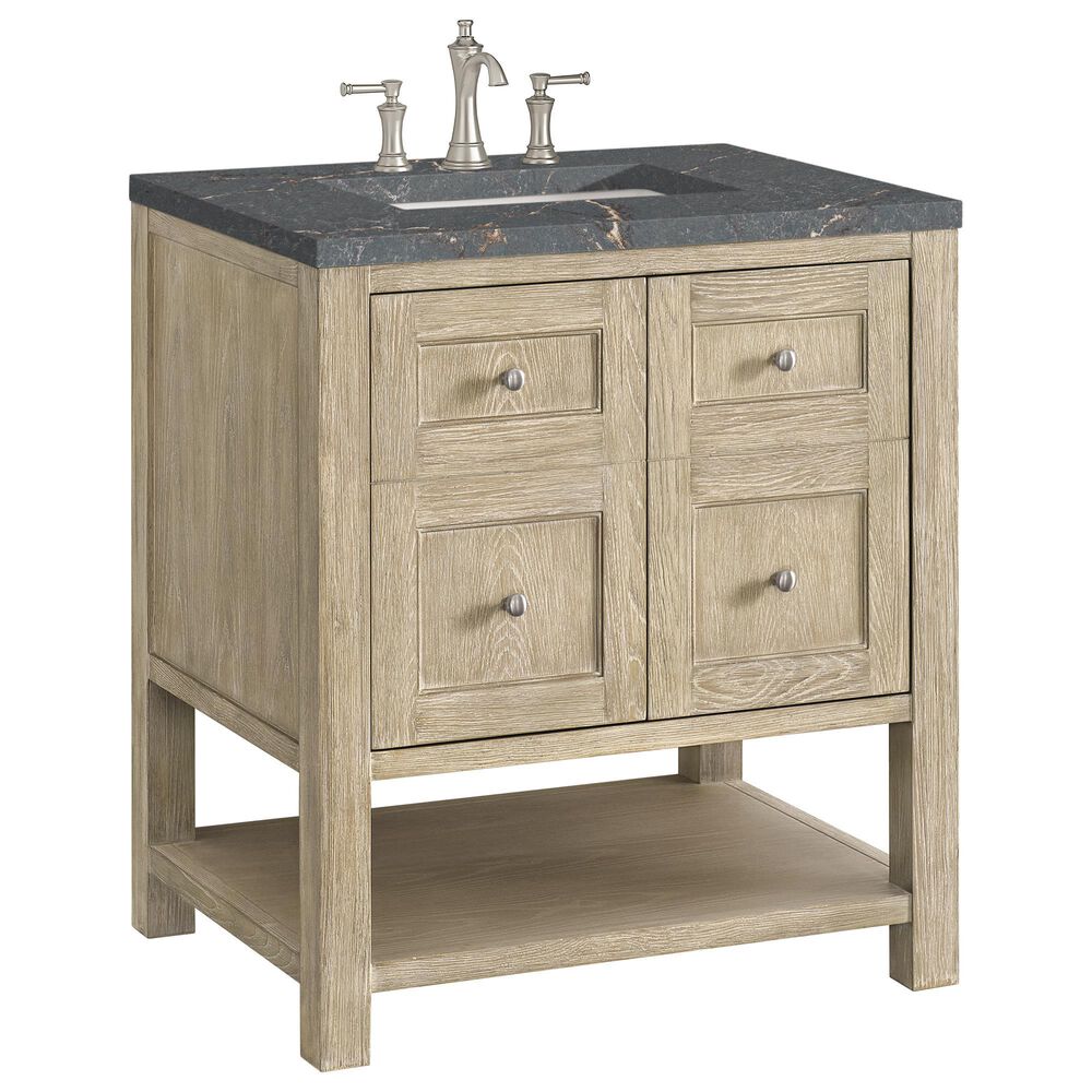 James Martin Vanities Breckenridge 30" Single Vanity in Whitewashed Oak with 3 cm Parisien Bleu Quartz Top, , large