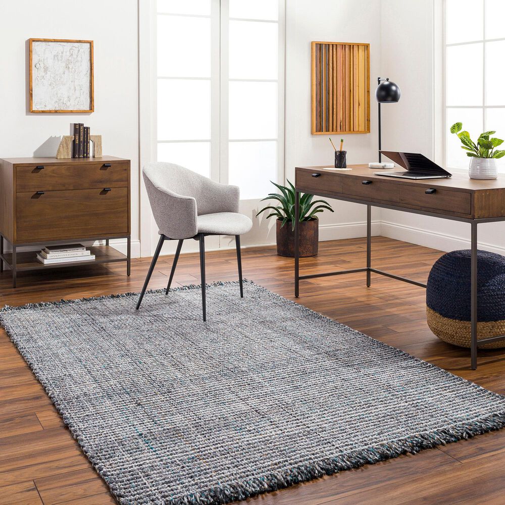 Surya Sara SRU-2301 9&#39; x 12&#39; Light Slate, Charcoal, Brown, Seafoam Area Rug, , large