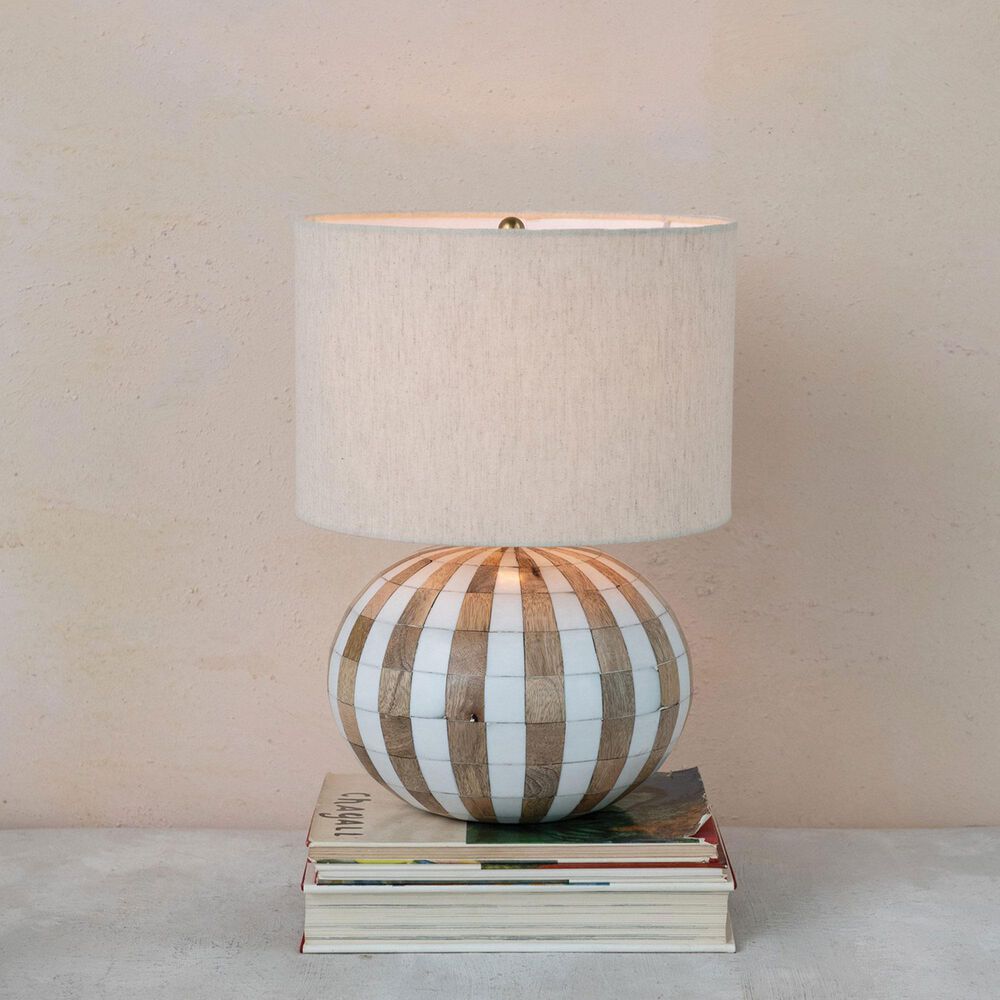 Teak Interiors Collected Notions Striped Table Lamp in Natural, , large