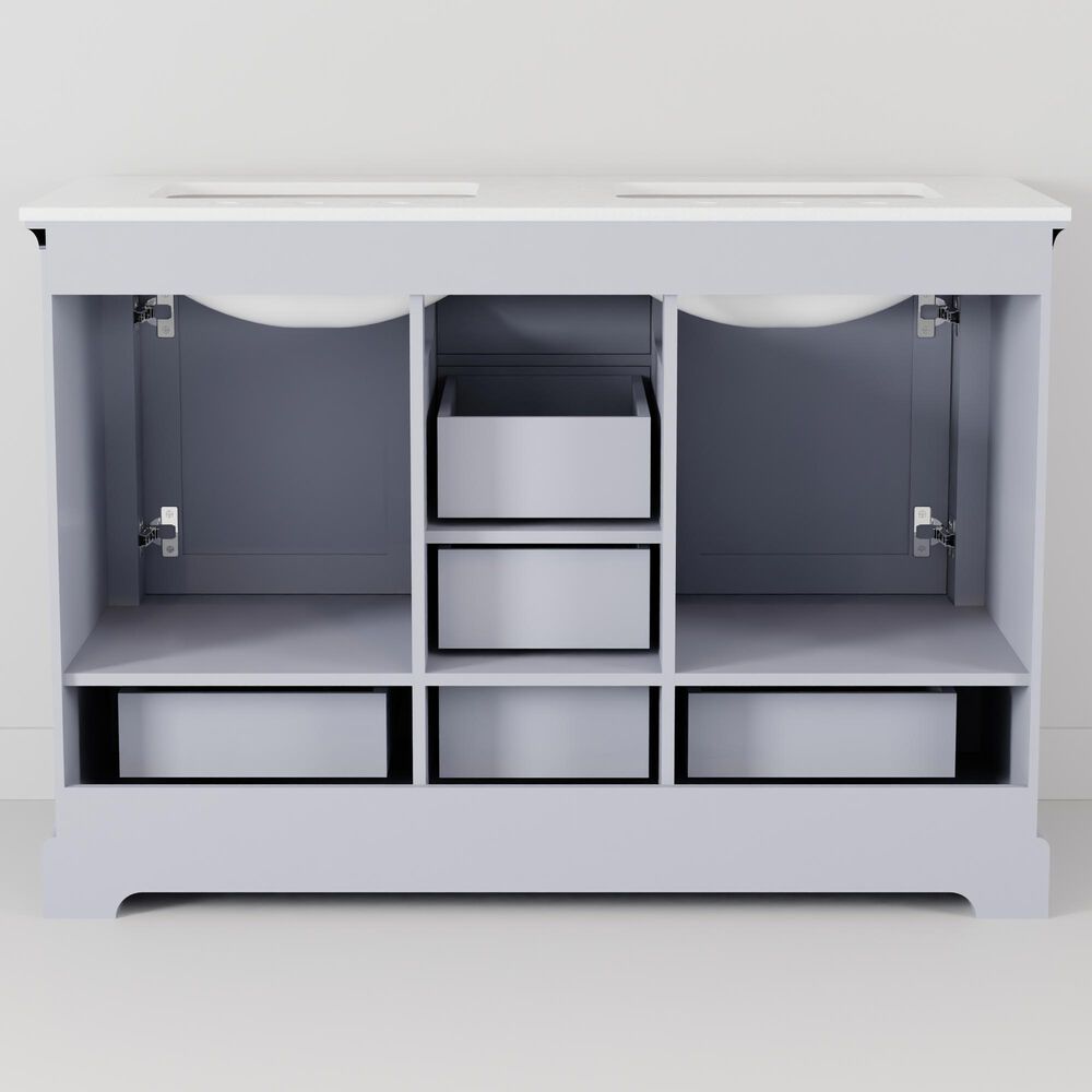 Lexora Home Dukes 48" Double Bathroom Vanity in Dark Grey with 2 cm White Quartz Top and Rectangular Sinks, , large