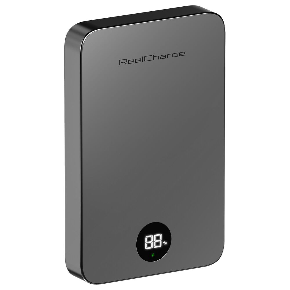 ReelCharge 10,000 mAh Semi-Solid State Wireless Power Bank with LED Display in Black, , large