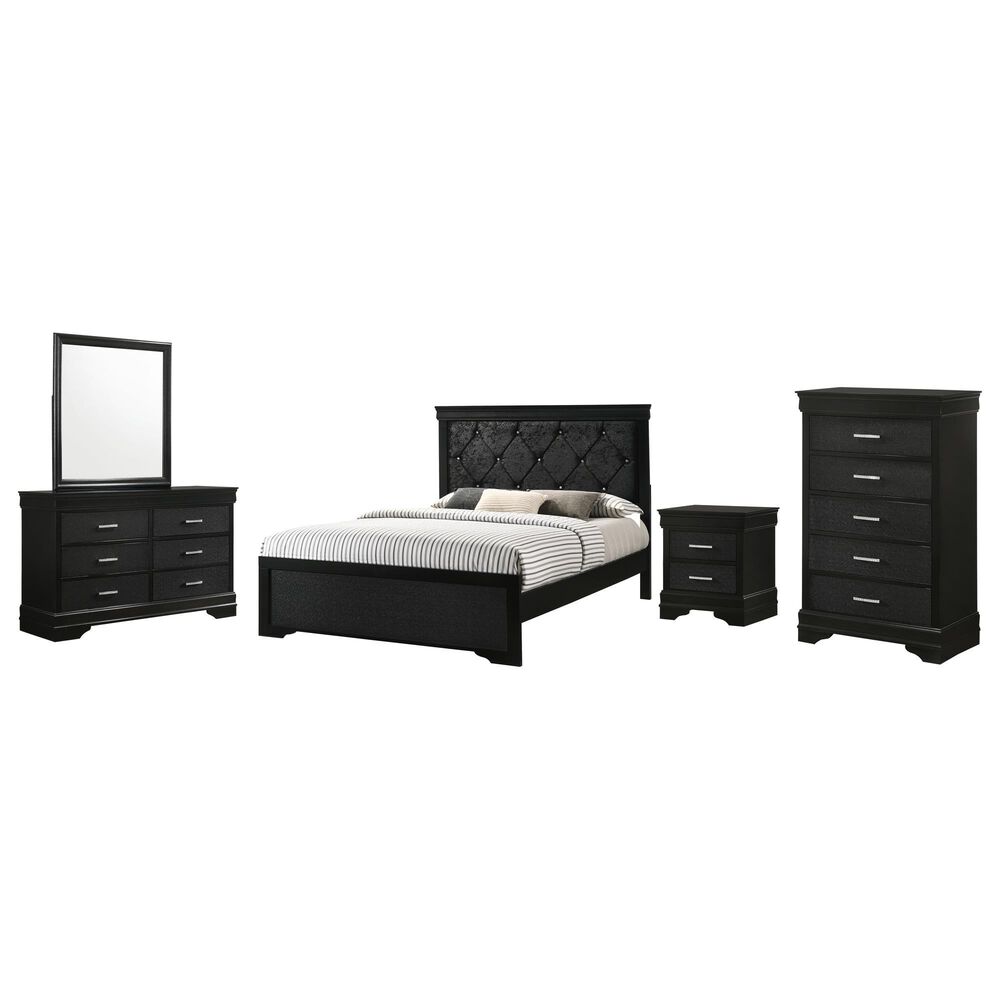 Crown Mark Amalia 5-Piece Queen Bedroom Set in Black, , large