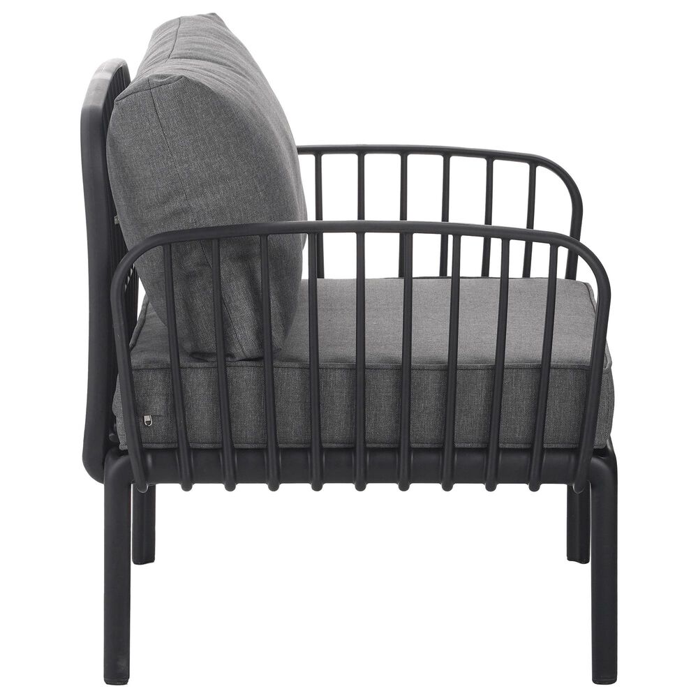 Hearth and Haven Patio Club Chair with Dark Gray Cushion in Black, , large