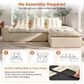 HOMLUX 2-Piece Right Facing Sectional with Chaise in Beige, , large