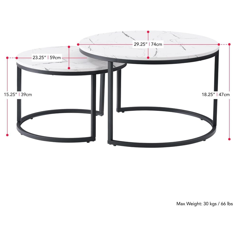 CorLiving Fort Worth Nesting Coffee Tables in White and Black &#40;Set of 2&#41;, , large