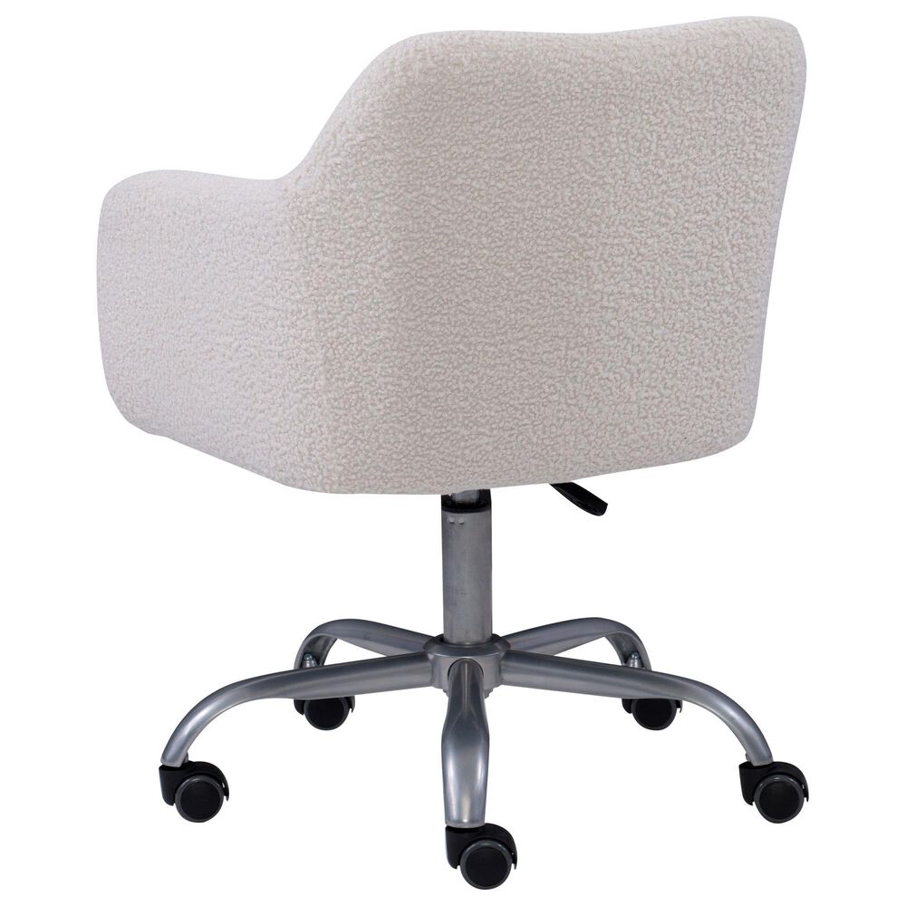 Linon Home Decor Rylen Office Chair with White Cushion in Silver, , large