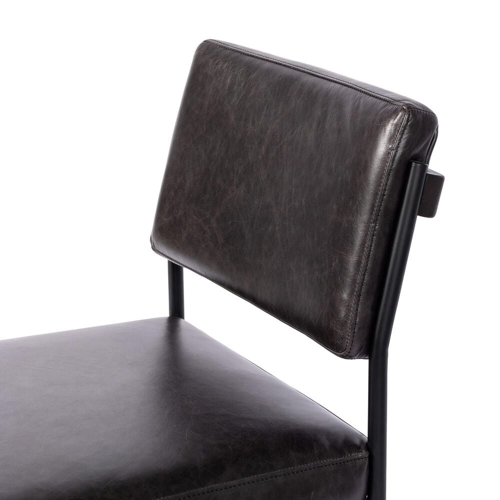 Four Hands Benton Dining Side Chair in Black Top Grain Leather and Burnt Oak, , large