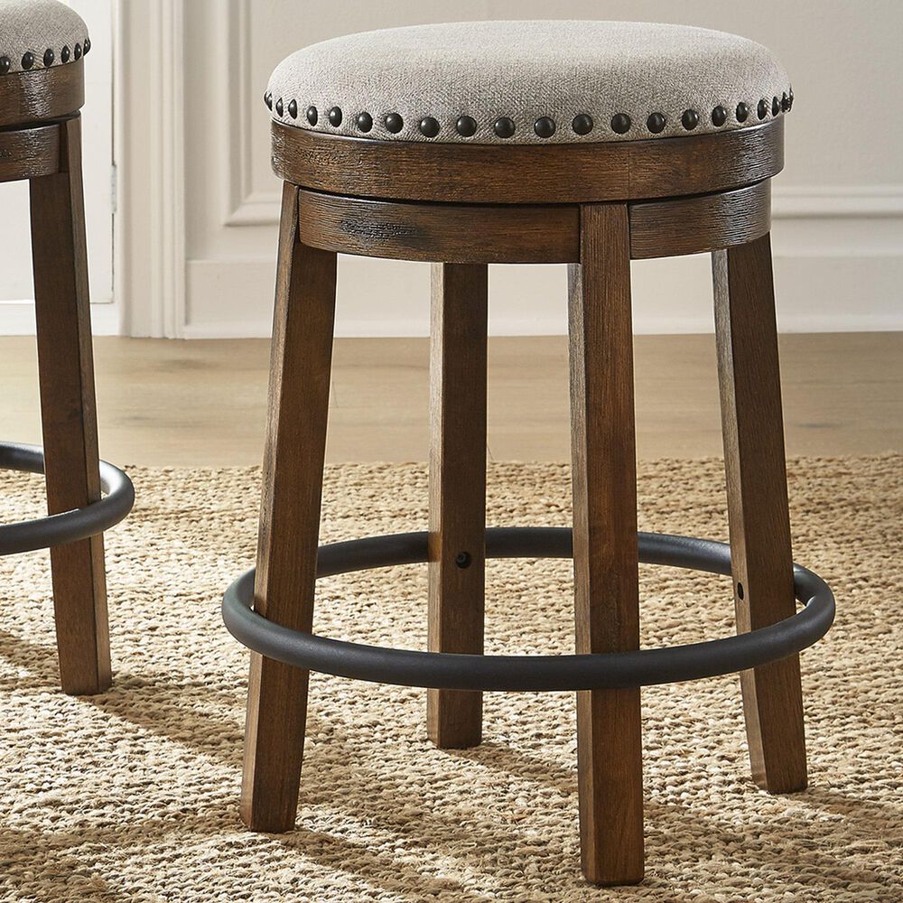 Ashley Valebeck 24&quot; Backless Counter Stool in Brown and Black, , large