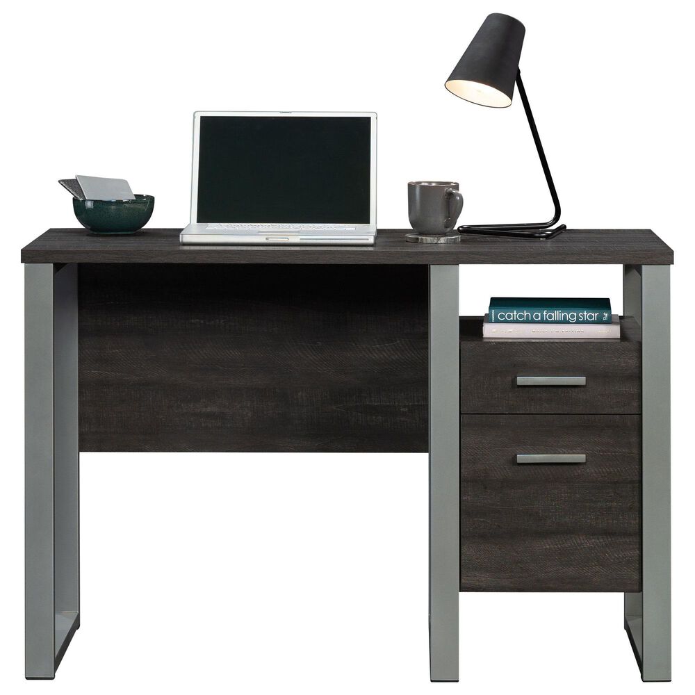 Hearth and Haven 2-Drawer Computer Desk in Dark Brown and Silver, , large