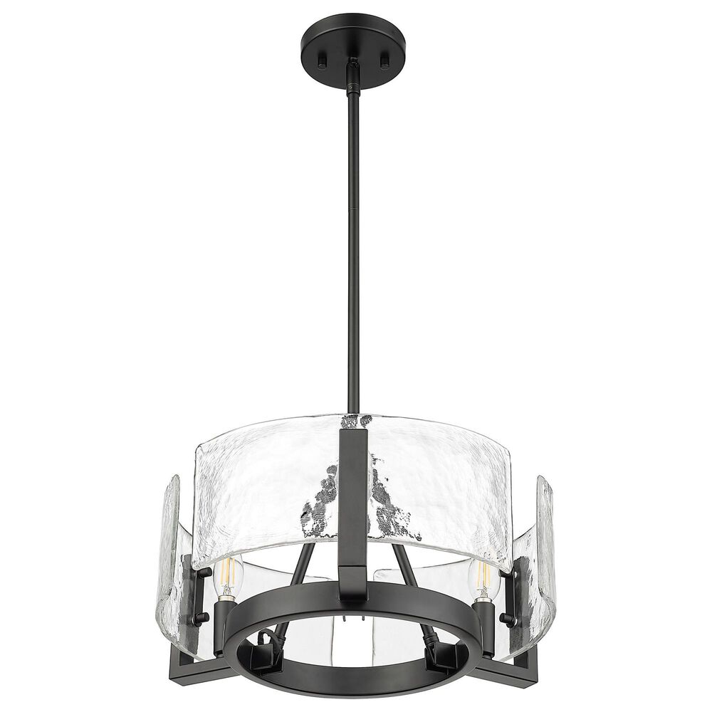 Golden Lighting Aenon 3-Light Wide Chandelier with Hammered Water Glass Shade in Matte Black, , large
