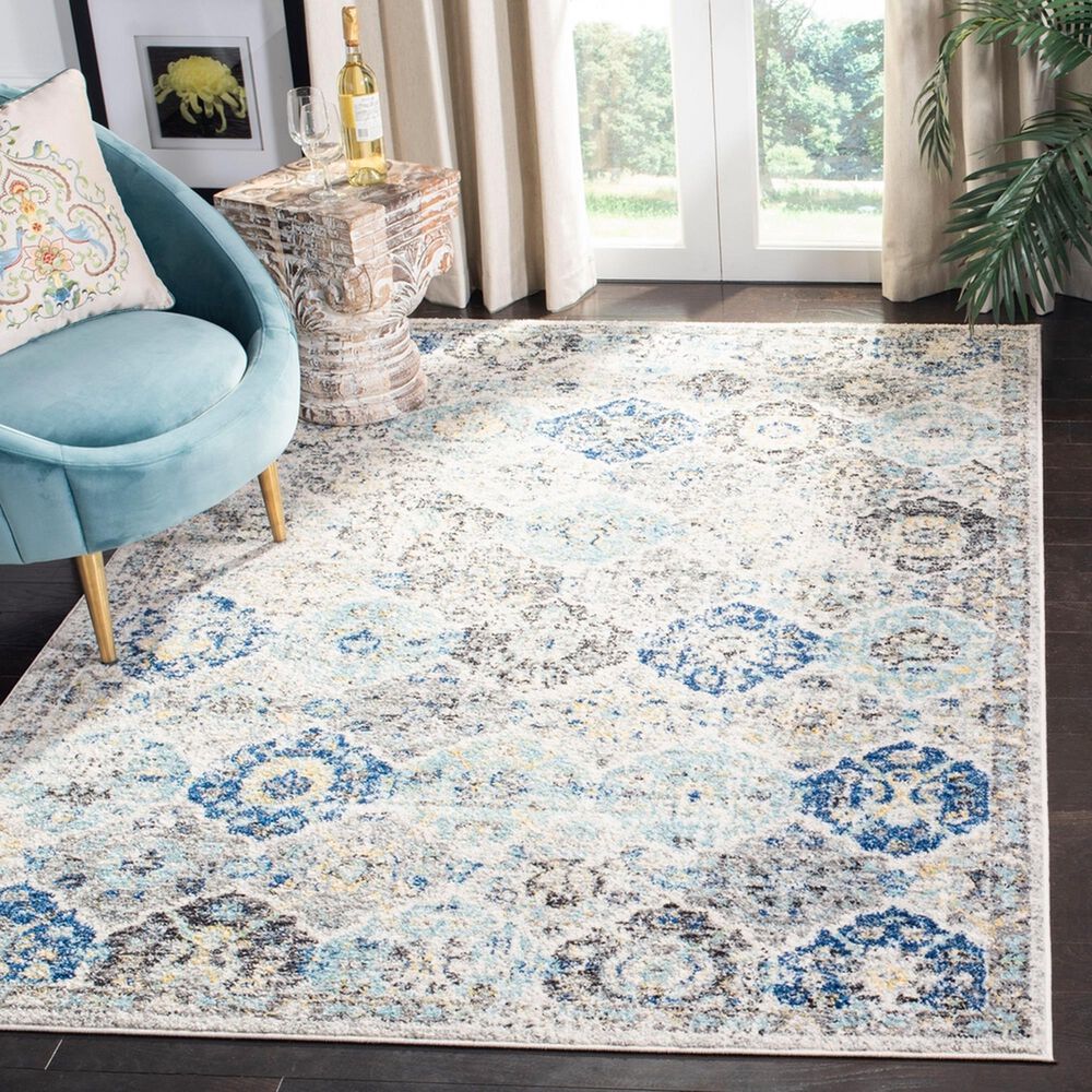 Safavieh Madison MAD611A 5&#39;1&quot; x 7&#39;6&quot; Ivory and Aqua Area Rug, , large