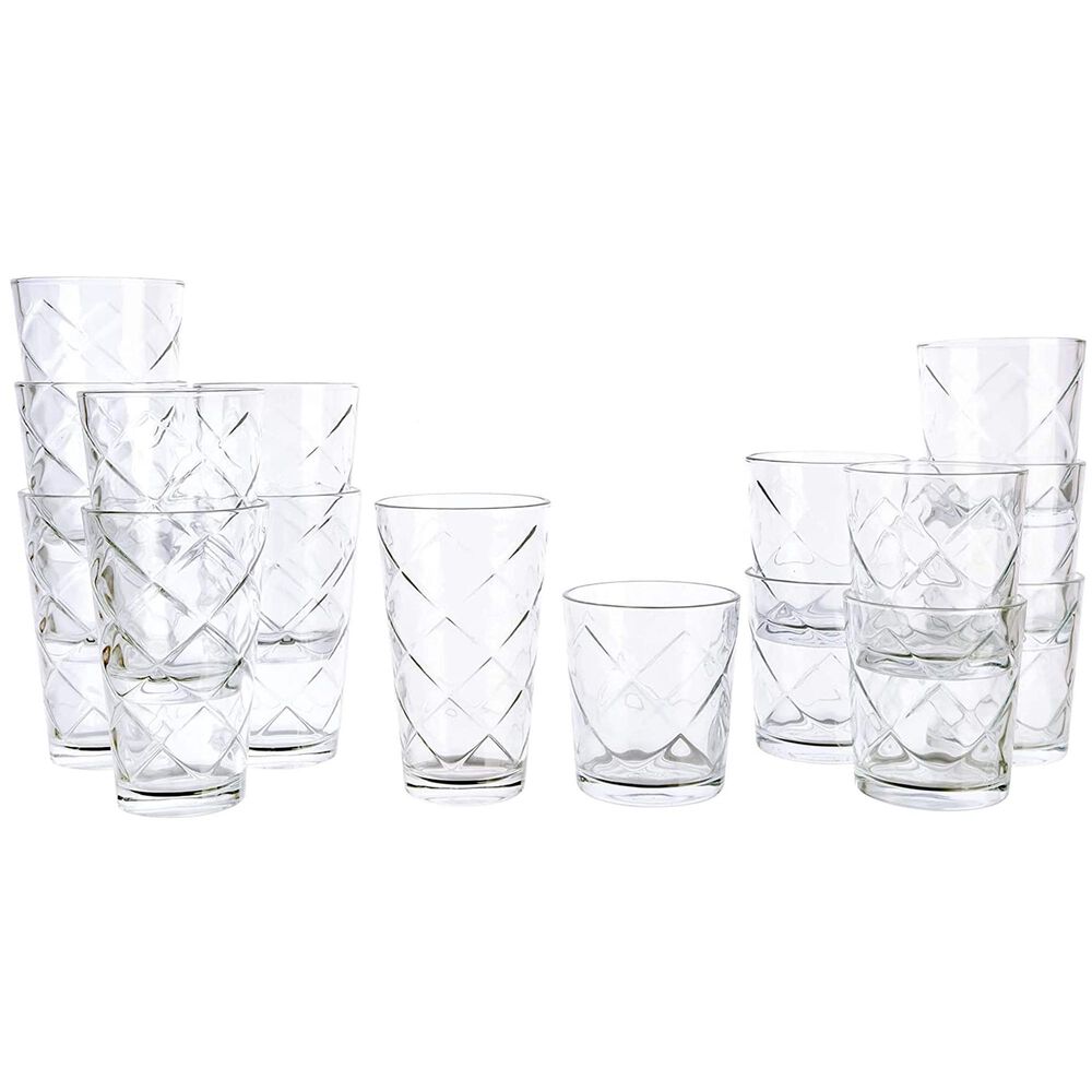Gibson Home 16-Piece Lattice Glassware Set in Clear, , large