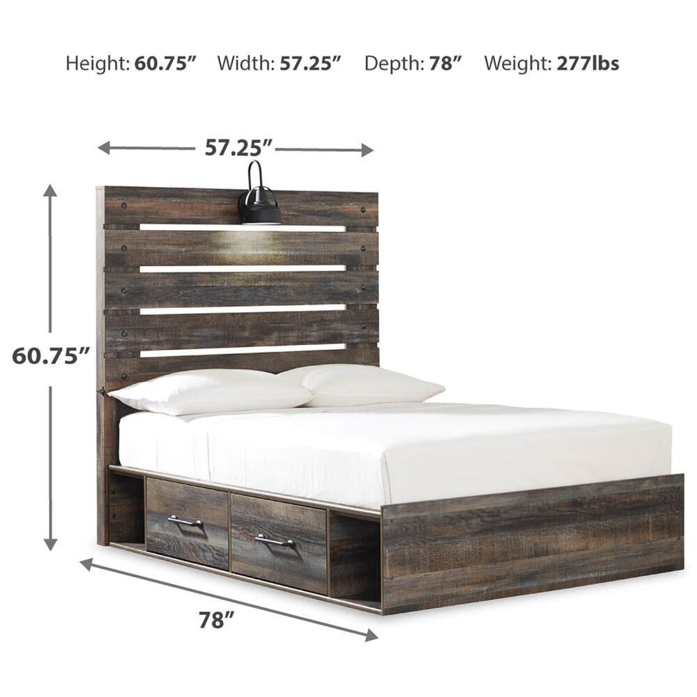 Ashley Drystan 5-Piece Full Storage Bedroom Set in Brown Rustic, Burnt Orange and Teal, , large