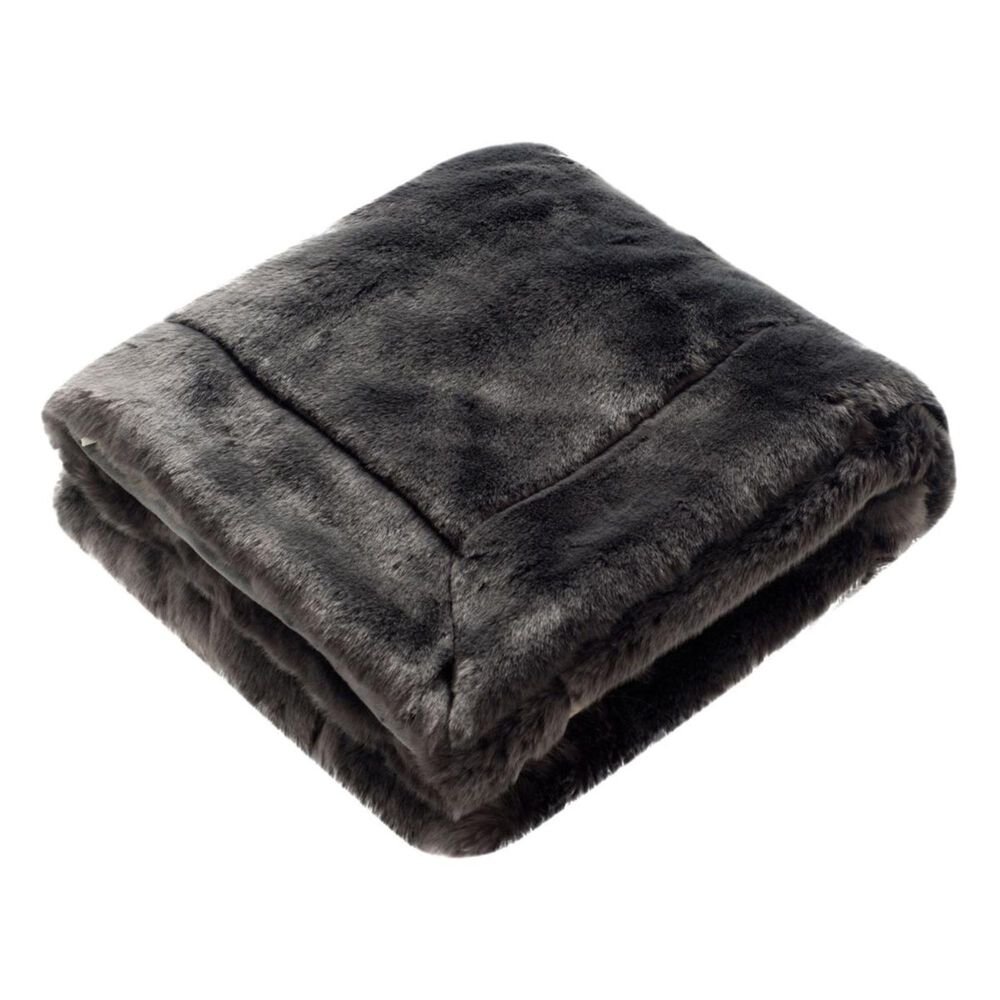 Safavieh Faux Fur Throw in Silver, , large