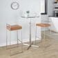 Lumisource Fuji Stackable Barstool with Camel Faux Leather in Stainless Steel (Set of 2), , large