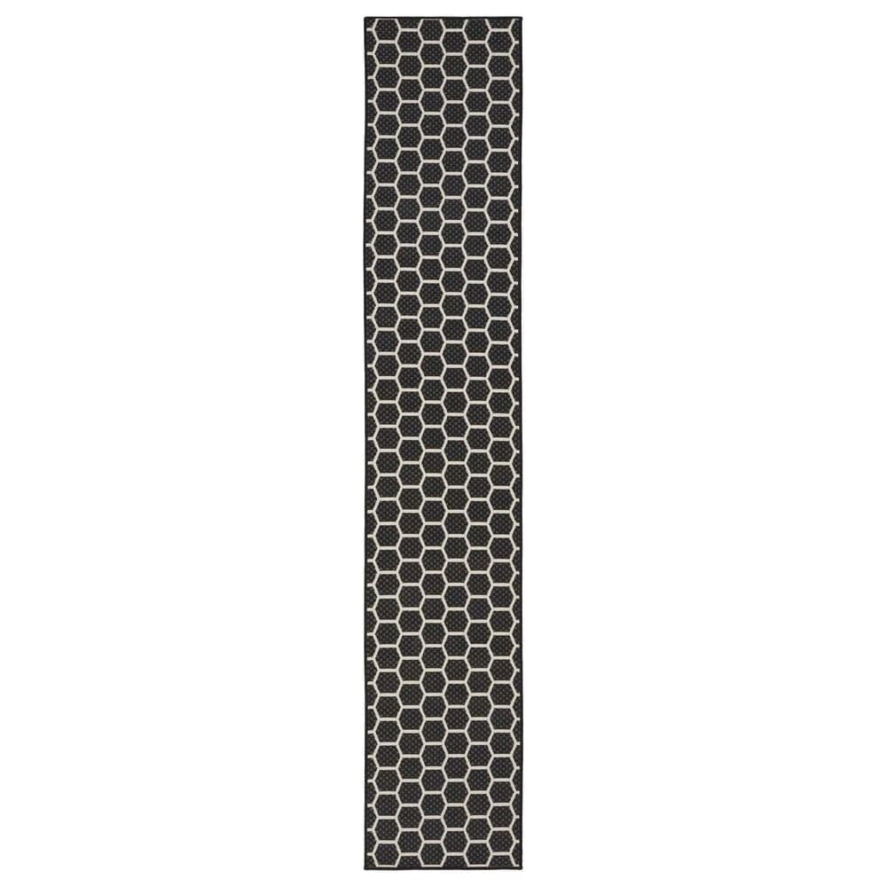 Nourison Twist Reversible 2"2" x 10" Black Indoor/Outdoor Runner, , large