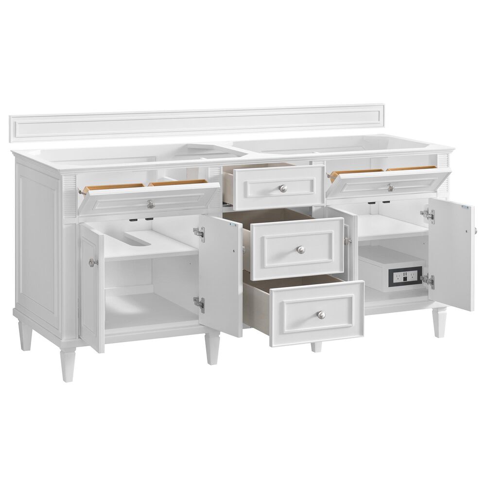 James Martin Vanities Lorelai 72&quot; Double Vanity in  Bright White with 3 cm Arctic Fall Solid Surface Top, , large