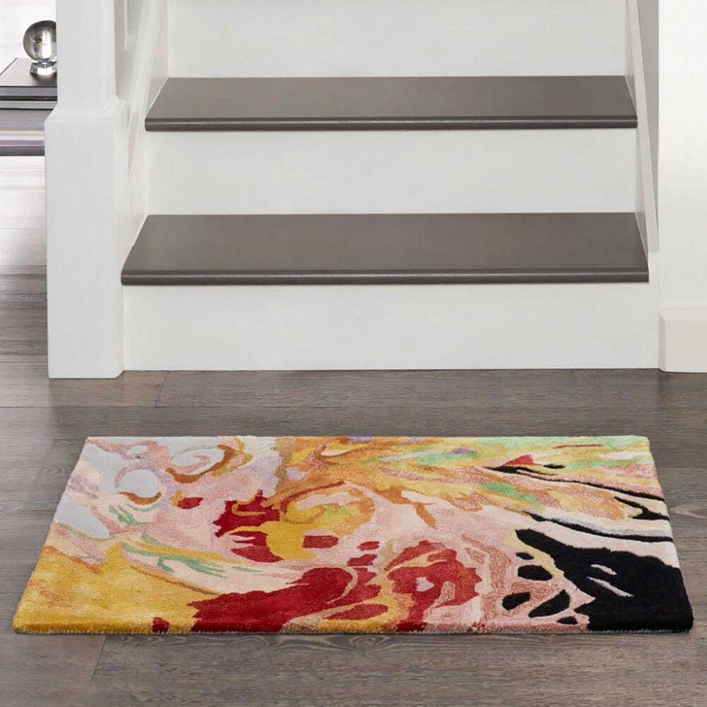 Nourison Prismatic 2&#39; x 3&#39; Golden Yellow, Ivory, Pink, Red, Purple, Grey and Black Area Rug, , large