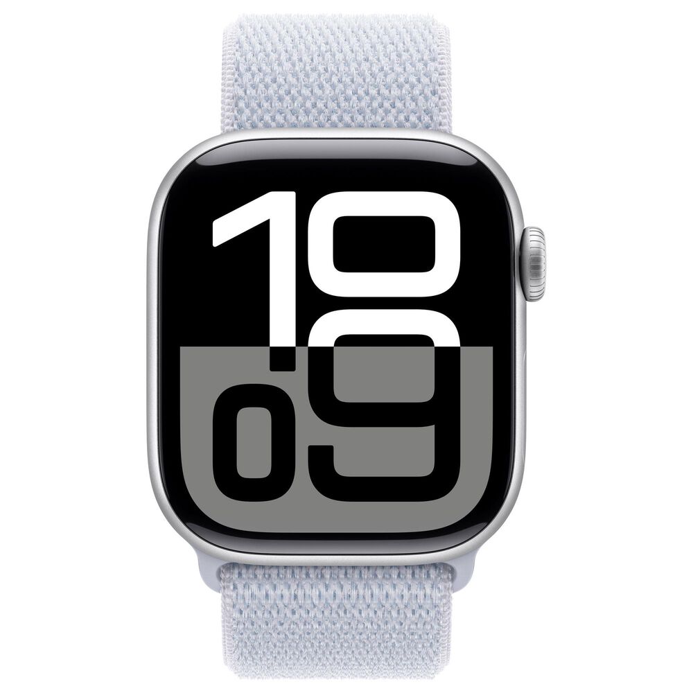 Apple Watch Series 10 GPS + Cellular 42mm Silver Aluminum Case with Blue Cloud Sport Loop, , large