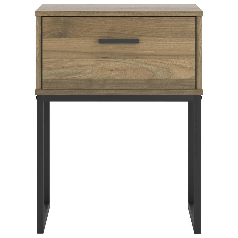Ashley Deanlow 1-Drawer Nightstand in Honey Brown and Dark Pewter, , large