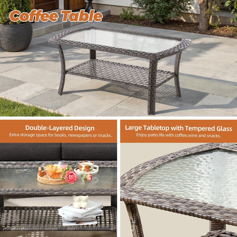 HOMLUX 7-Piece Patio Conversation Set in Black, , large
