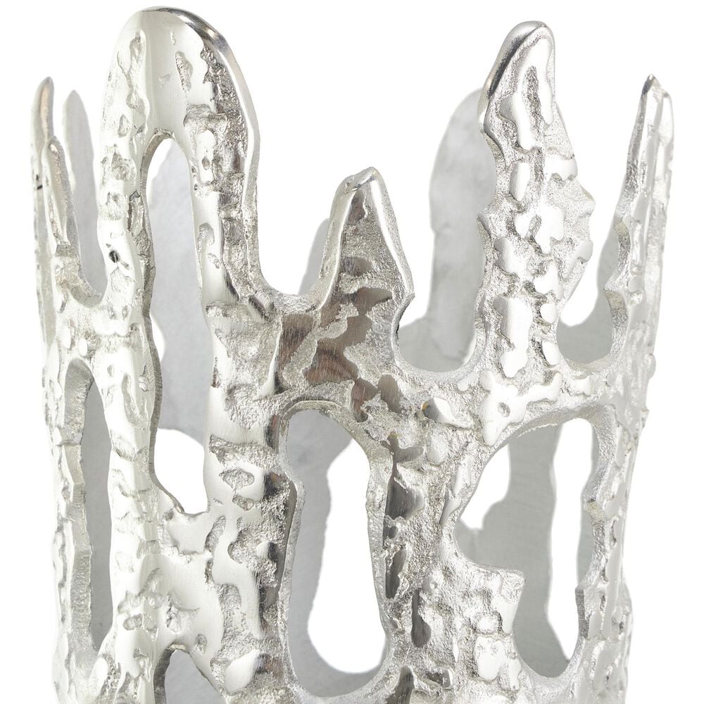 Maple and Jade 9&quot; Abstract Drip Decorative Vase with Melting Designed Body in Silver, , large
