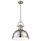 Golden Lighting Duncan 1-Light Pendant with Chain and Chrome Shade in Aged Brass, , large