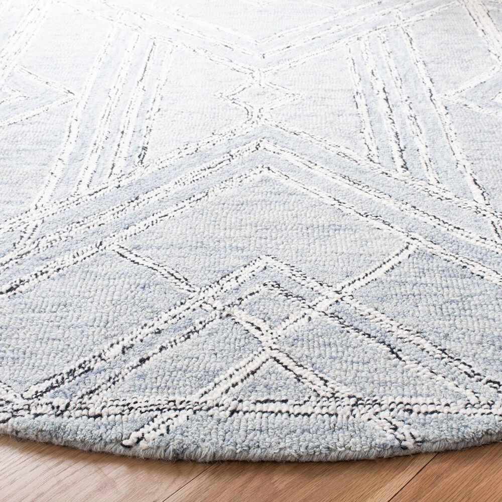 Safavieh Micro-Loop MLP173M 5&#39; Round Light Blue and Ivory Area Rug, , large