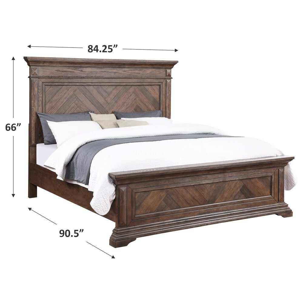 New Heritage Mar Vista King Panel Bed in Brushed Walnut with USB Ports, , large