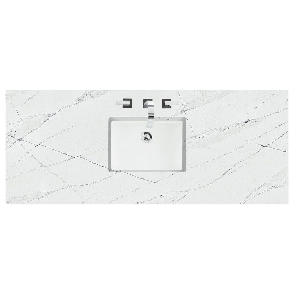 James Martin Vanities Brookfield 60" Single Bathroom Vanity in Honey Oak with 3 cm Ethereal Noctis Quartz Top and Rectangular Sink, , large