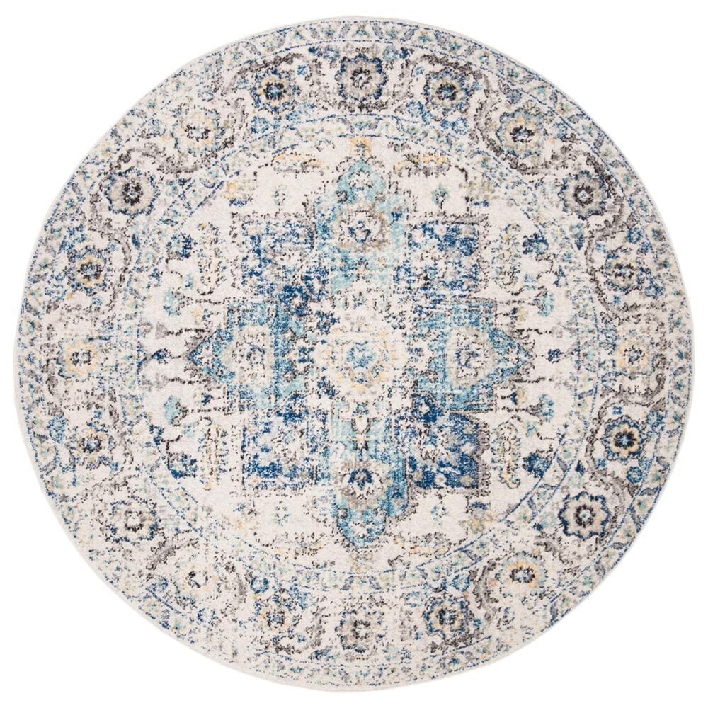 Safavieh Madison MAD603K 5" Round Turquoise and Ivory Area Rug, , large
