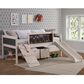Forest Grove Art Play Junior Low Loft Bed with Slide in White Wash/Dark Gray, , large