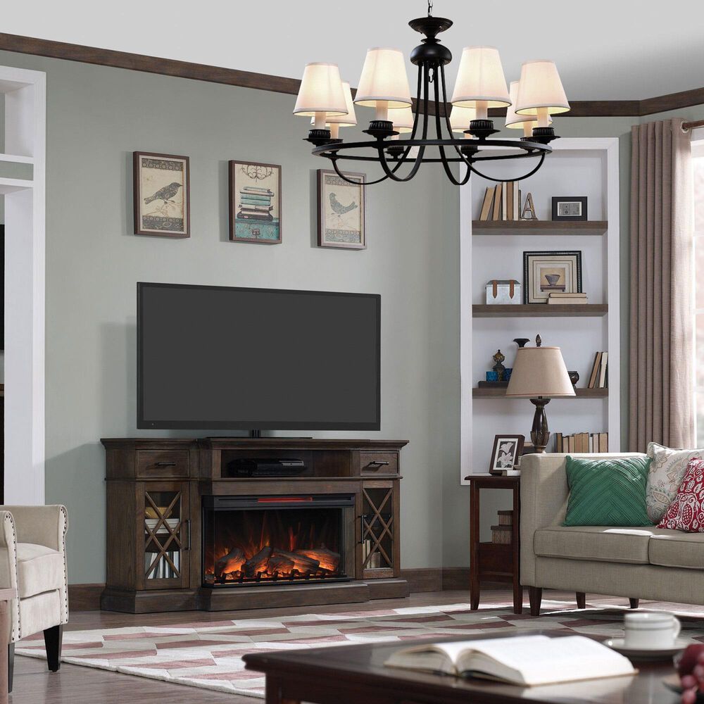 Fabio Flames Hamilton 70&quot; TV Stand with Fireplace in Prairie Brown, , large