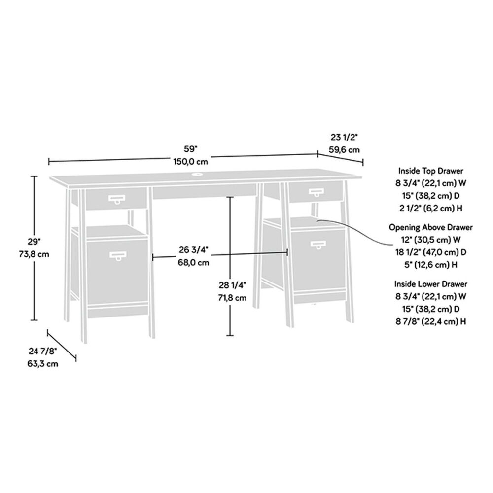 Sauder Trestle Executive Desk in Chalked Chestnut, , large