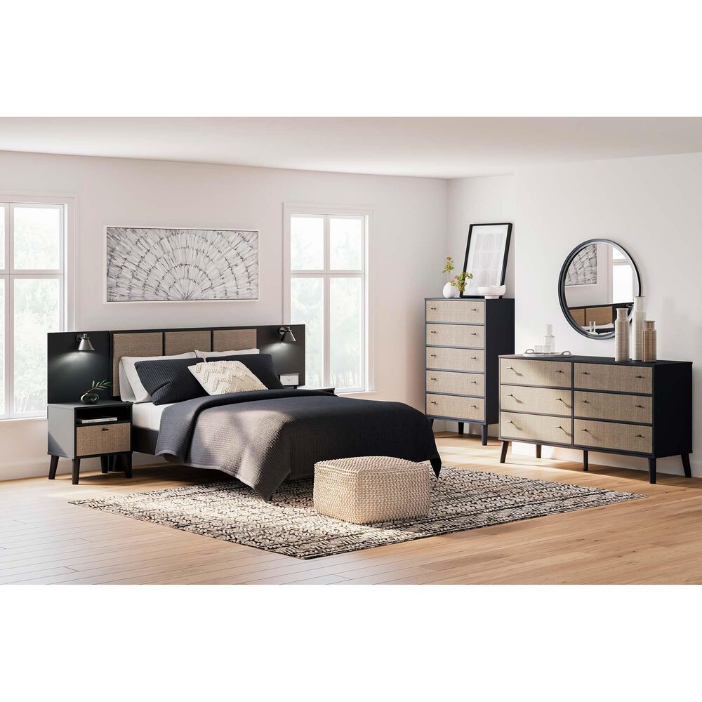 Ashley Charlang 5 Drawer Chest in Matte Black and Beige, , large