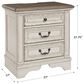Ashley Realyn 3 Drawer Nightstand in Chipped White and Brown, , large