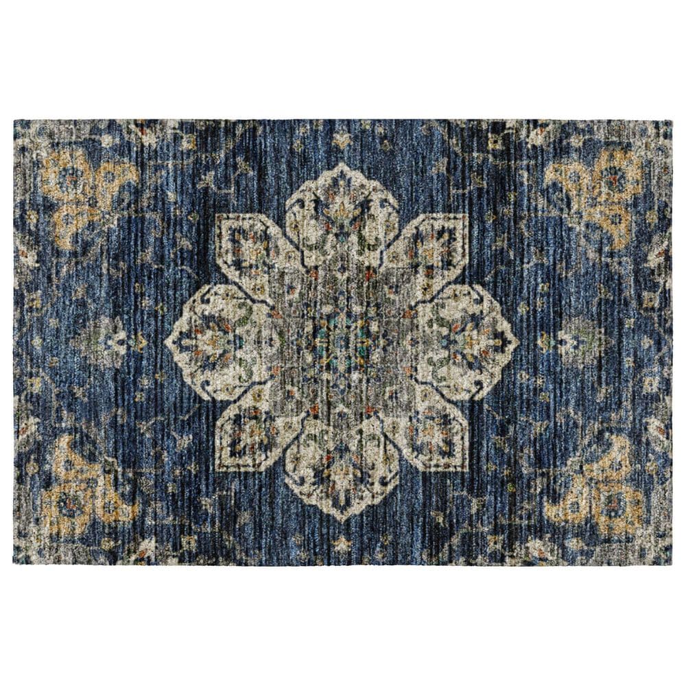 Dalyn Rug Company Silk Road Navy, Beige, Ivory, Gold, Copper and Gray 1"8" x 2"6" Area Rug, , large
