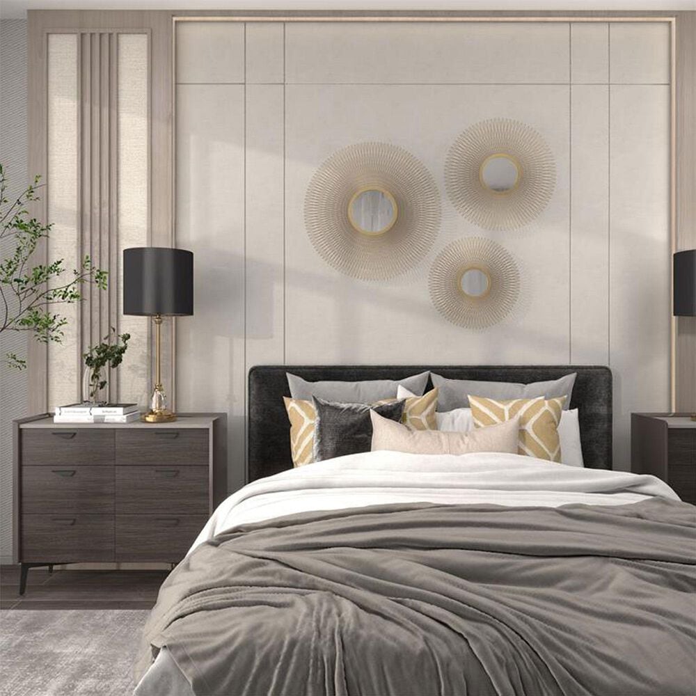 Maple and Jade Metal Sunburst Home Wall Mirror with Mirrored Accent in Polished Gold &#40;Set of 3&#41;, , large