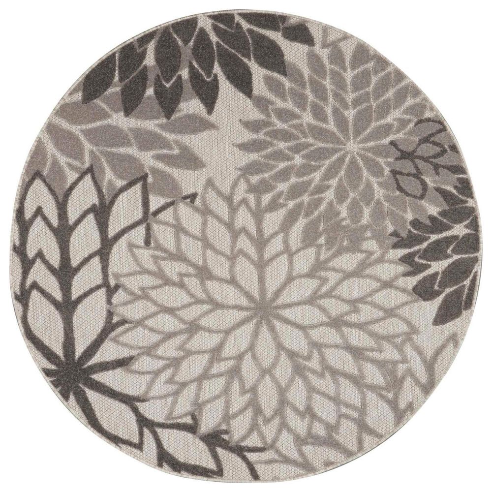 Nourison Aloha 4" Round Silver and Grey Indoor/Outdoor Area Rug, , large