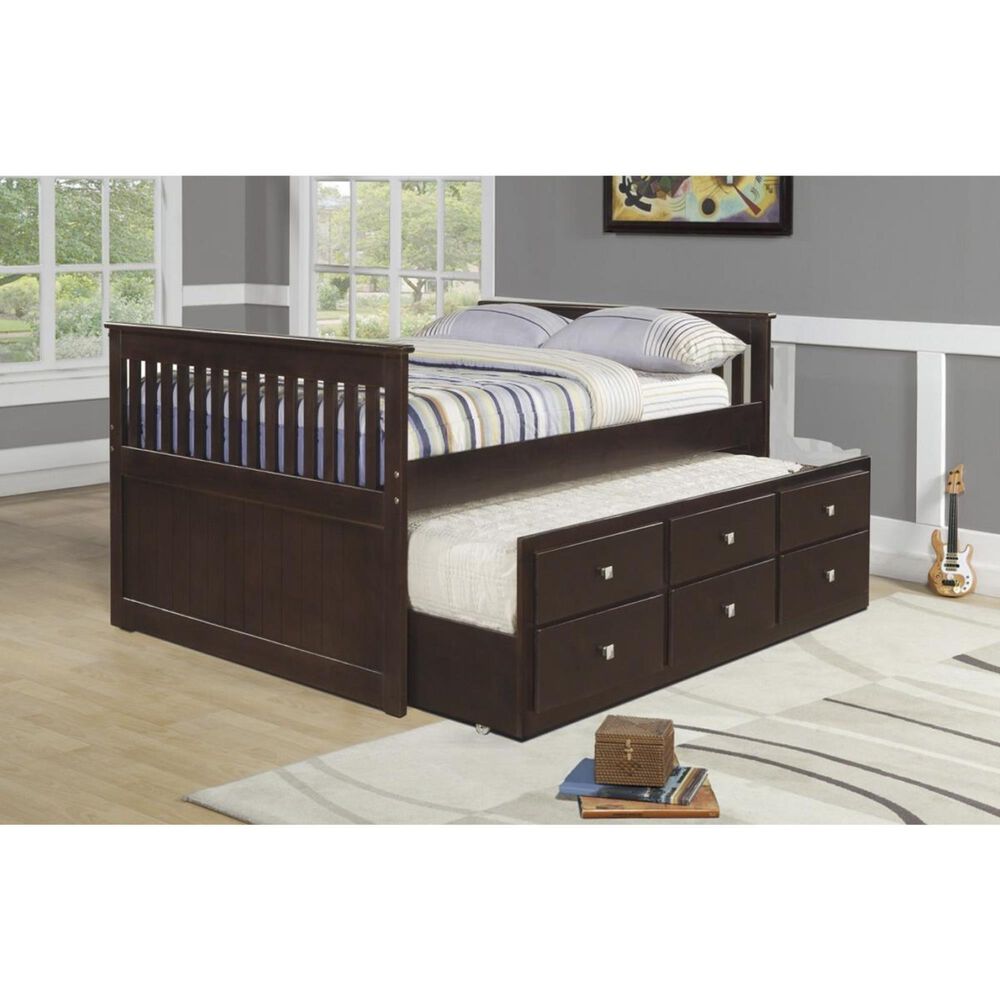 Forest Grove Twin Bed with Trundle in Dark Cappuccino, , large