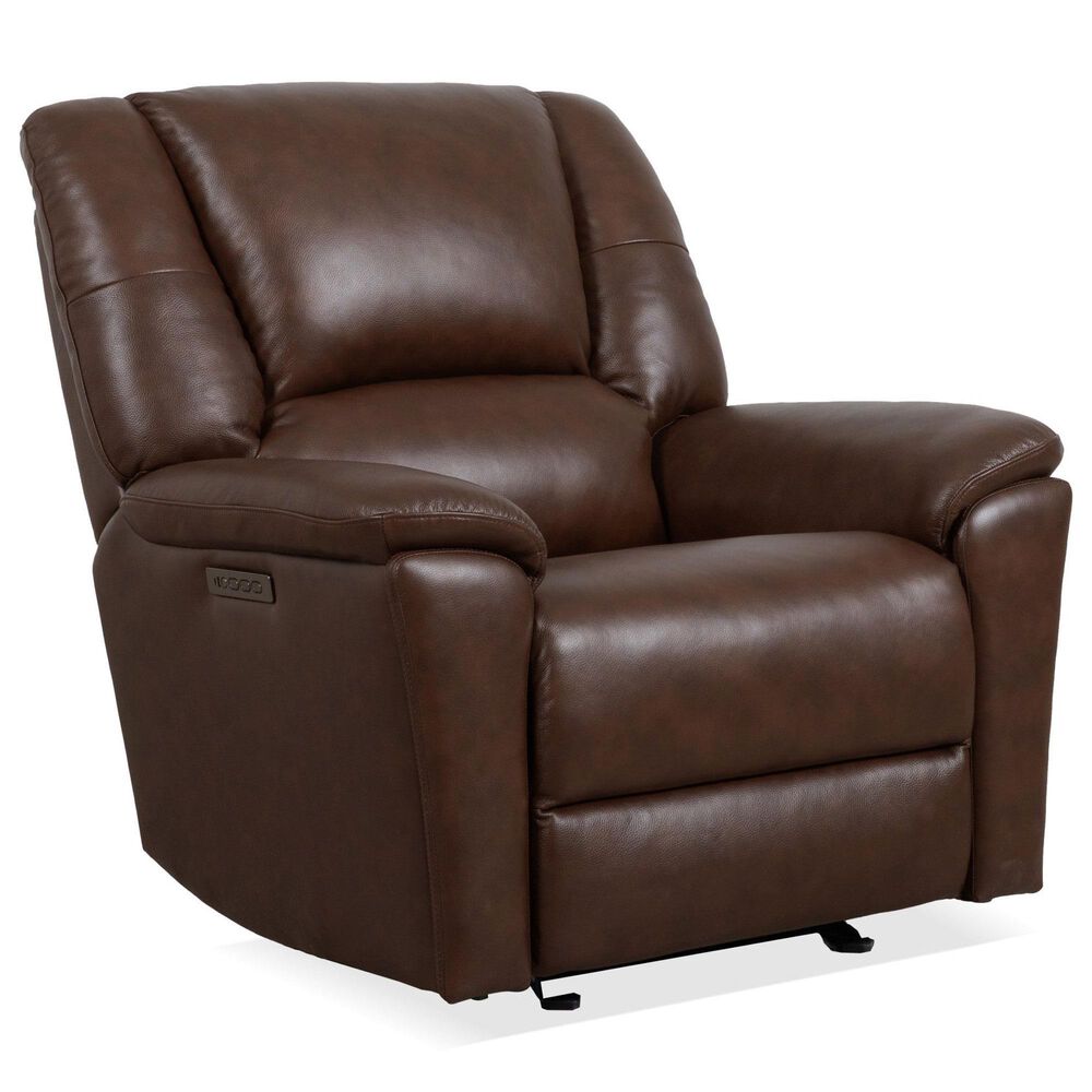 Flexsteel Plush Power Gliding Recliner with Power Headrest and Lumbar in Tavern Brown, , large
