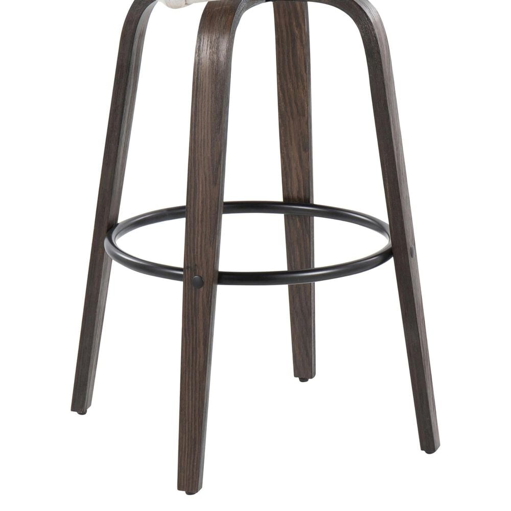 LumiSource Hannah Swivel Bar Stool with Cream Fabric Upholstery in Walnut and Black (Set of 2), , large