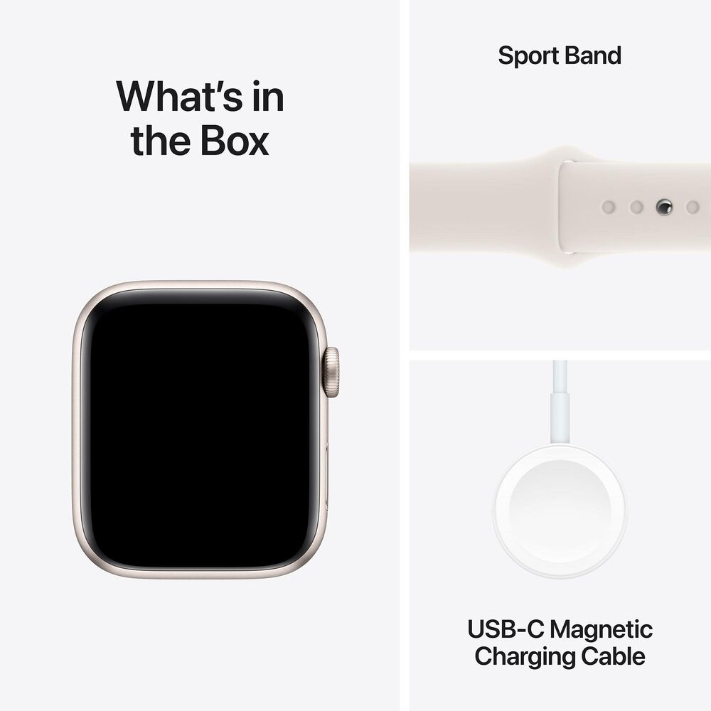 Apple Watch SE GPS + Cellular 44mm Starlight Aluminum Case with Starlight Sport Band - M/L, , large