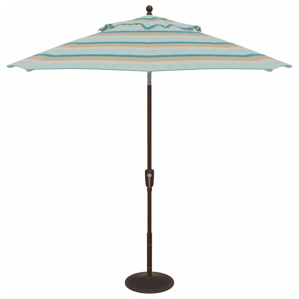 Garden Party Market 9" Octagon Push Button Tilt Umbrella with Bronze Base in Gateway Mist Stripe, , large