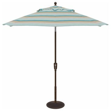 Garden Party Market 9" Octagon Push Button Tilt Umbrella with Bronze Base in Gateway Mist Stripe, , large