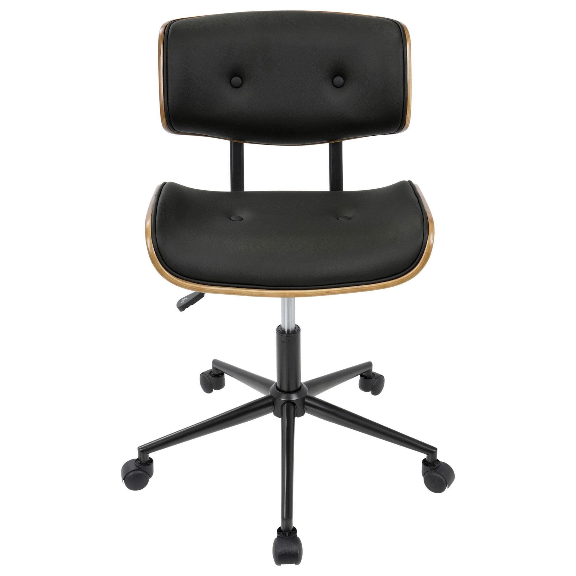 Lumisource Lombardi Desk Chair with Black Cushion in Walnut and Black
