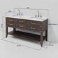 Lexora Home Norwalk 60" Double Bathroom Vanity in Brown Oak with White Cultured Marble Top  and Rectangle Sink, , large