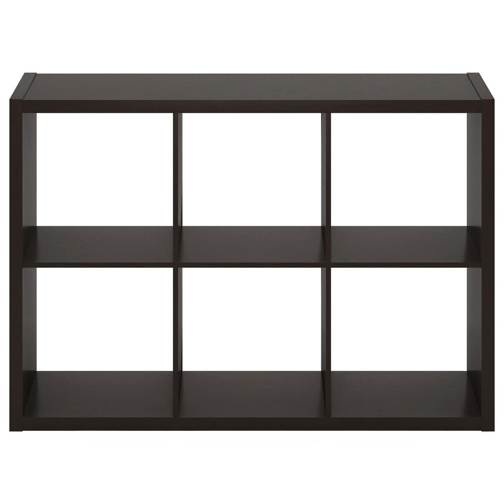 HOMLUX 6-Cube Reversible Open Back Bookshelf in Dark Oak, , large