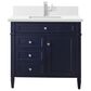 James Martin Vanities Brittany 36" Single Bathroom Vanity in Victory Blue with Single Hole 3 cm White Zeus Quartz Top and Rectangular Sink, , large